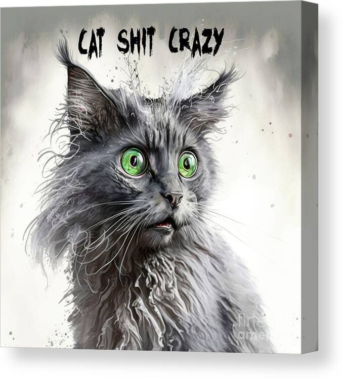 Cats Canvas Print featuring the painting Cat Shit Crazy by Tina LeCour