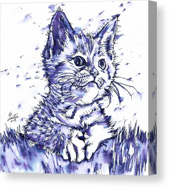 Cat Canvas Print featuring the painting CAT - watercolor and ink portrait.1 by Fabrizio Cassetta