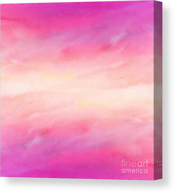 Watercolor Canvas Print featuring the digital art Cavani - Artistic Colorful Abstract Pink Watercolor Painting Digital Art by Sambel Pedes