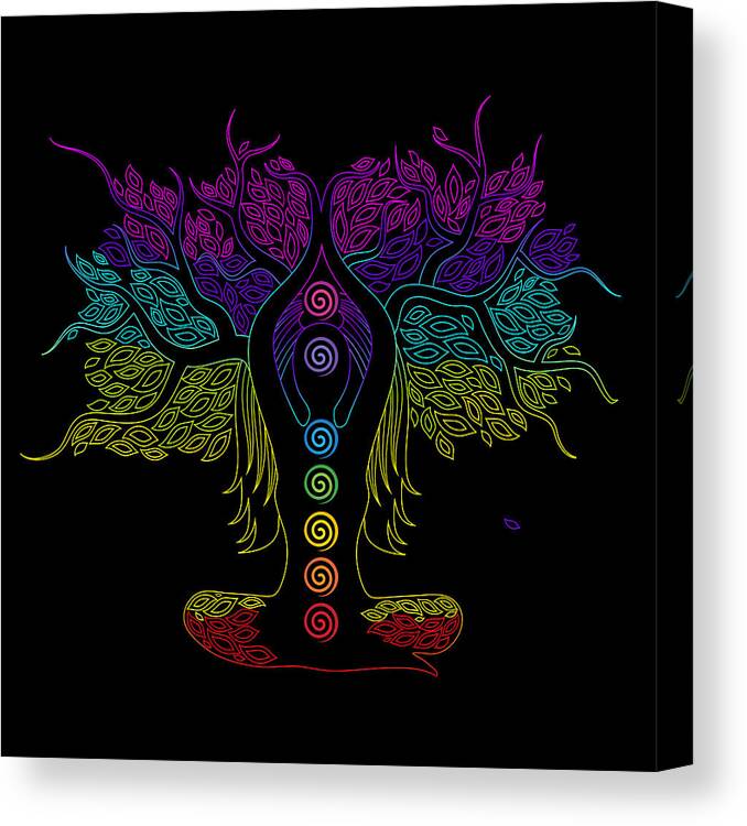Chakra Centers Lady Tree - WO Canvas Print / Canvas Art by Serena
