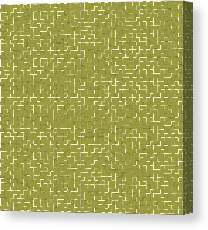 Green Canvas Print featuring the painting Chartreuse and White Tile Mosaic by Nikita Coulombe