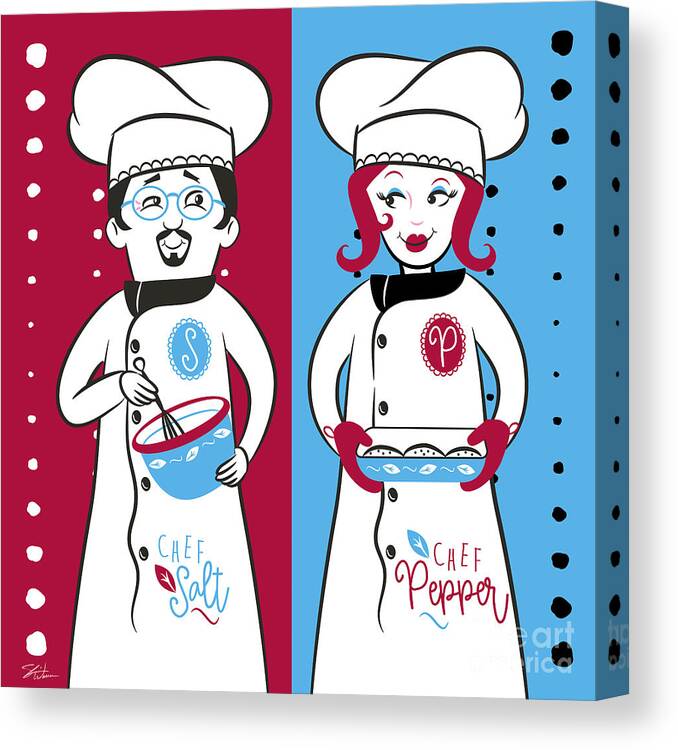 Chef Canvas Print featuring the mixed media Chefs Salt and Pepper by Shari Warren