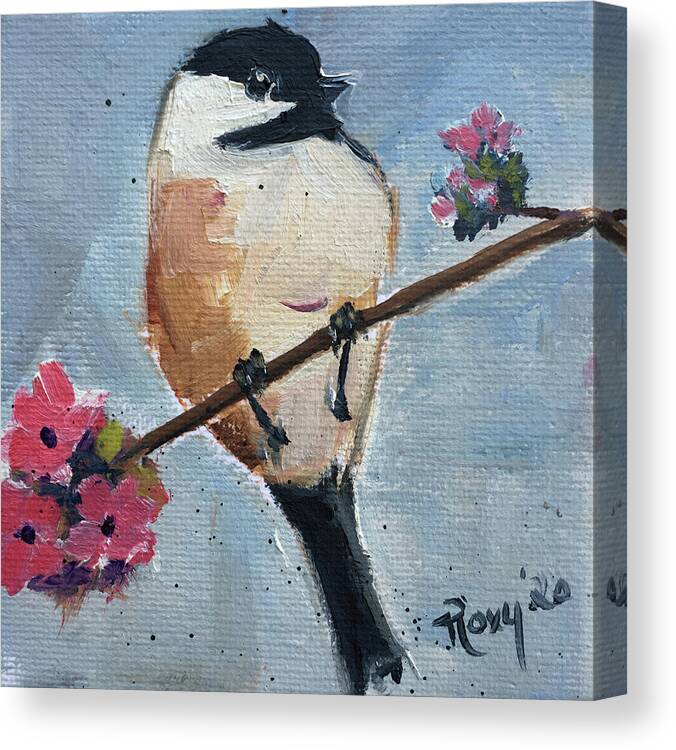 Chickadee Canvas Print featuring the painting Chickadee 3 by Roxy Rich