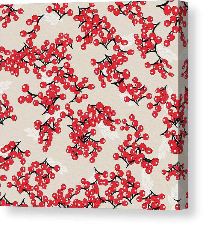 Graphic Canvas Print featuring the digital art Chinese Red Berries by Sand And Chi