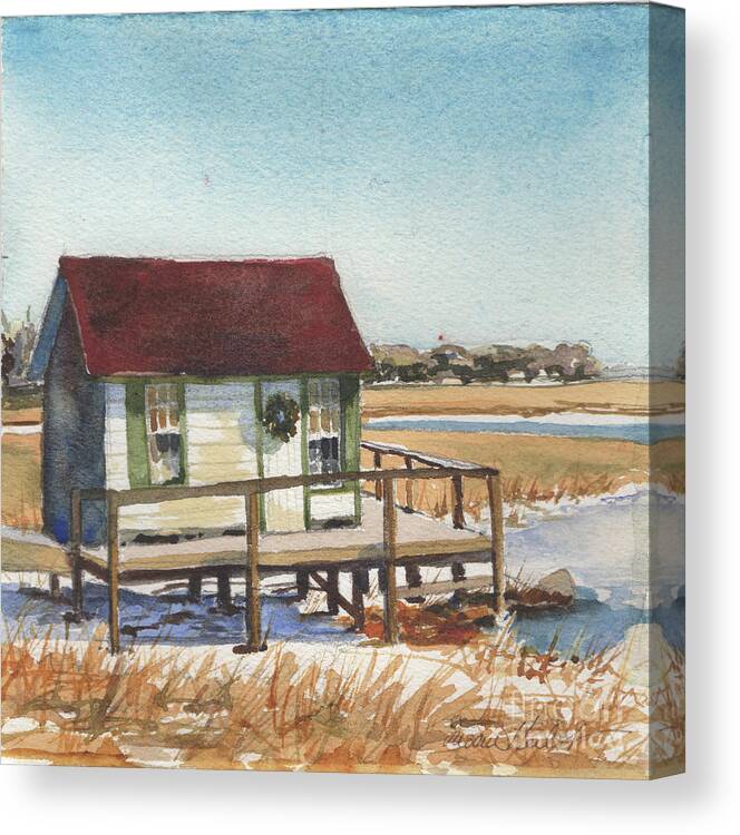 Shack Canvas Print featuring the painting Christmas Crab Shack by Susan Herbst