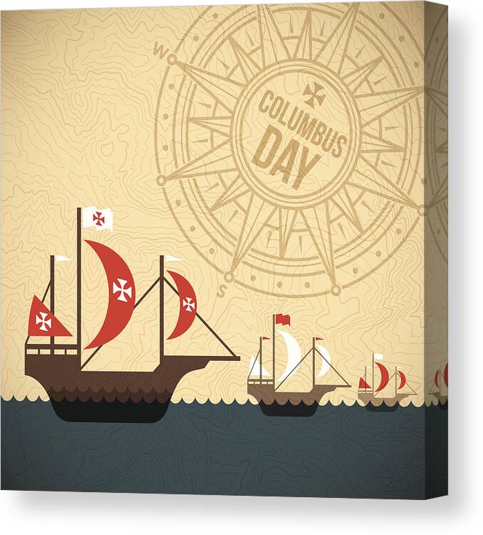 Christopher Columbus Canvas Print featuring the drawing Christopher Columbus Day by Filo
