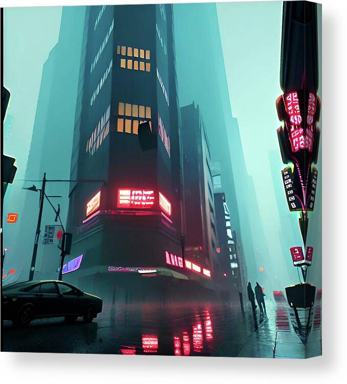 City Canvas Print featuring the digital art Cityscapes 35 by Fred Larucci