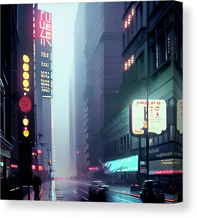 City Canvas Print featuring the digital art Cityscapes 41 by Fred Larucci