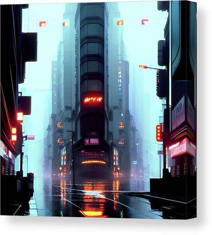 City Canvas Print featuring the digital art Cityscapes 58 by Fred Larucci