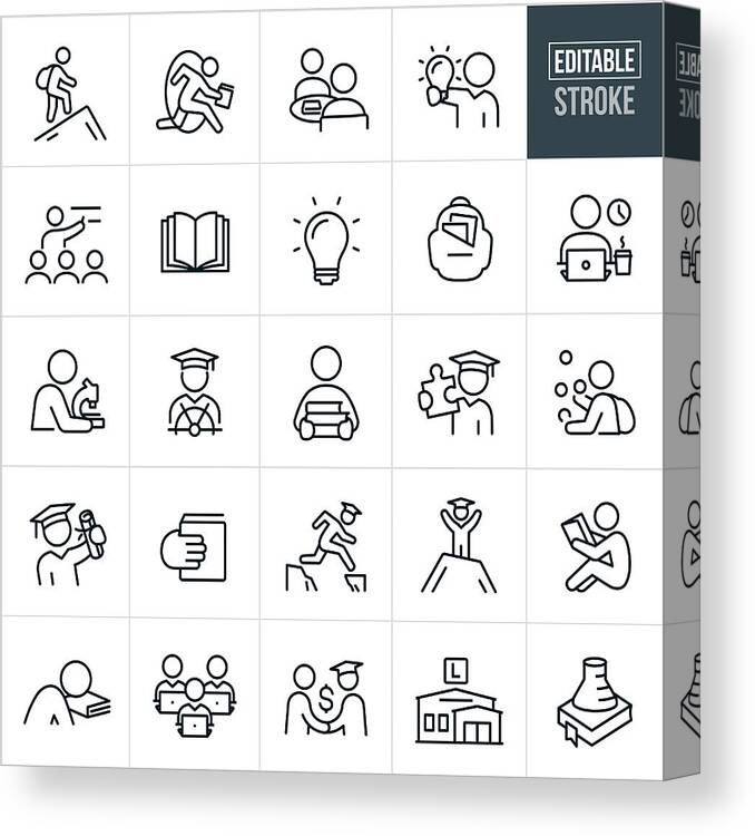 Microscope Canvas Print featuring the drawing College Education Thin Line Icons - Editable Stroke by Appleuzr