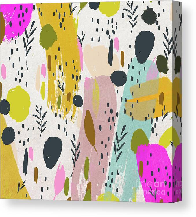 Colorful Abstract Canvas Print featuring the painting Colorful Abstract Floral Watercolor Painting by Modern Art