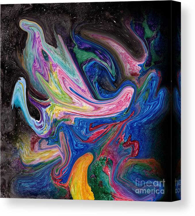 Digital Art Canvas Print featuring the digital art Colorful Alcohol Ink Abstract by Conni Schaftenaar