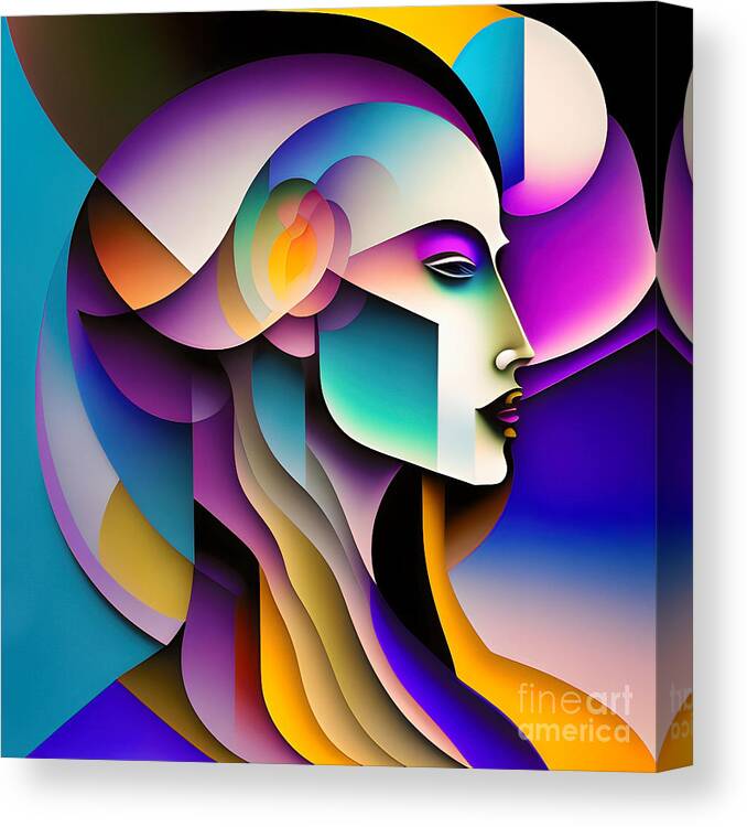Portrait Canvas Print featuring the digital art Colourful Abstract Portrait - 5 by Philip Preston