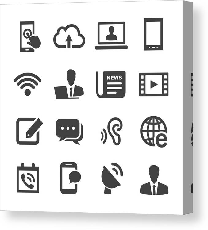 Internet Canvas Print featuring the drawing Communication Icons - Acme Series by -victor-