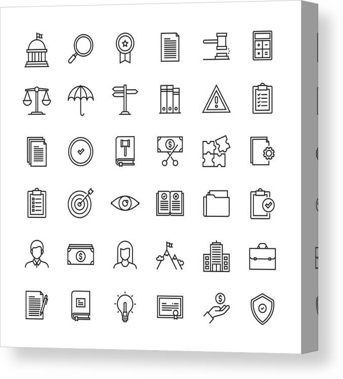 Working Canvas Print featuring the drawing Compliance Line Icon Set by Designer