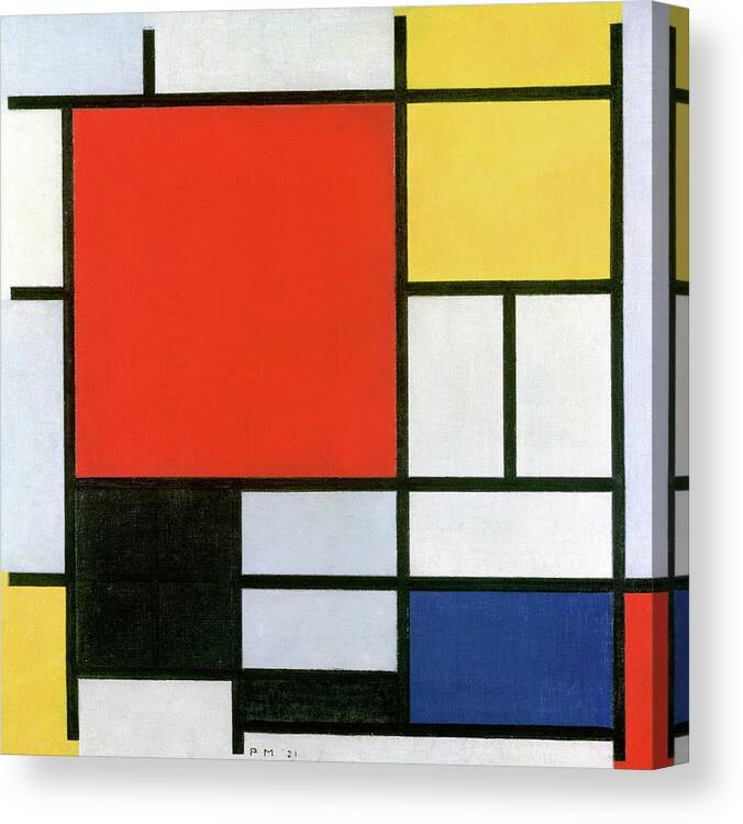 fortryde bombe indad Composition with Large Red Plane, Yellow, Black, Grey and Blue, 1921 Canvas  Print / Canvas Art by Piet Mondrian - Pixels Canvas Prints