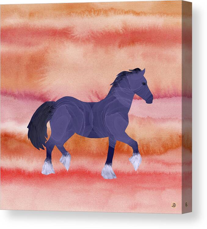 Trotting Horse Canvas Print featuring the digital art Cool Horse in a Hot Climate by Andreea Dumez