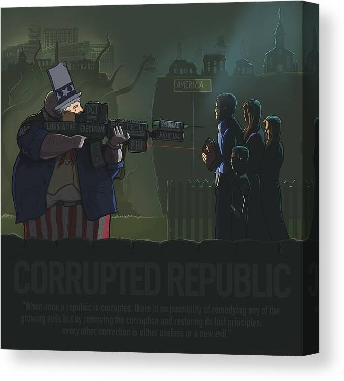 America Canvas Print featuring the digital art Corrupted Republic by Emerson Design
