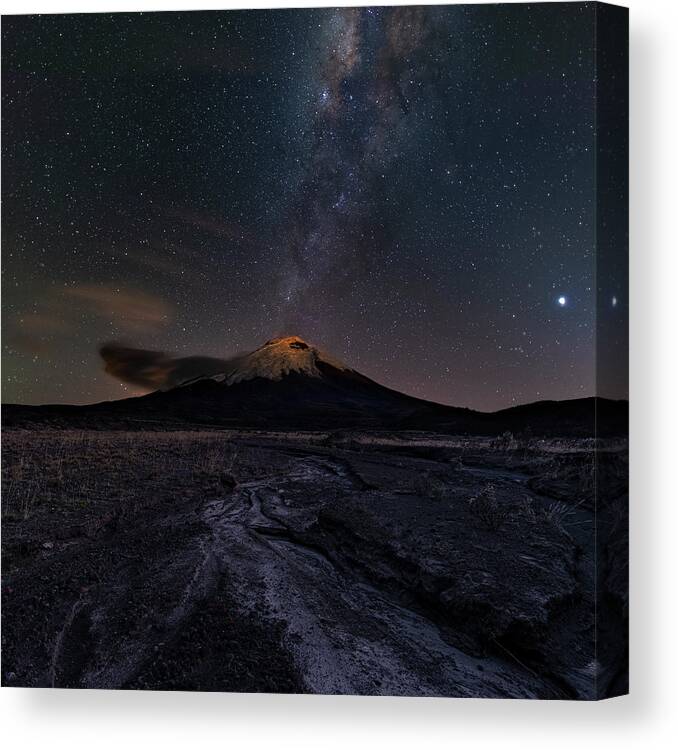 Andes Canvas Print featuring the photograph Cotopaxi path to the stars by Henri Leduc