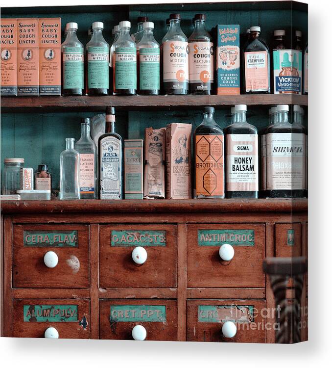 Chemist Canvas Print featuring the photograph Cough Mixtures by Russell Brown