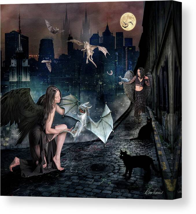 Creatures Canvas Print featuring the digital art Creatures of the Night by Diana Haronis