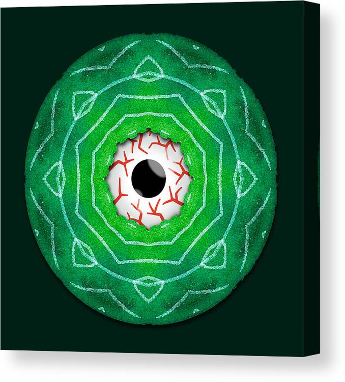 Creepy Canvas Print featuring the digital art Creepy Eye Staring Through A Green Hole by Boriana Giormova