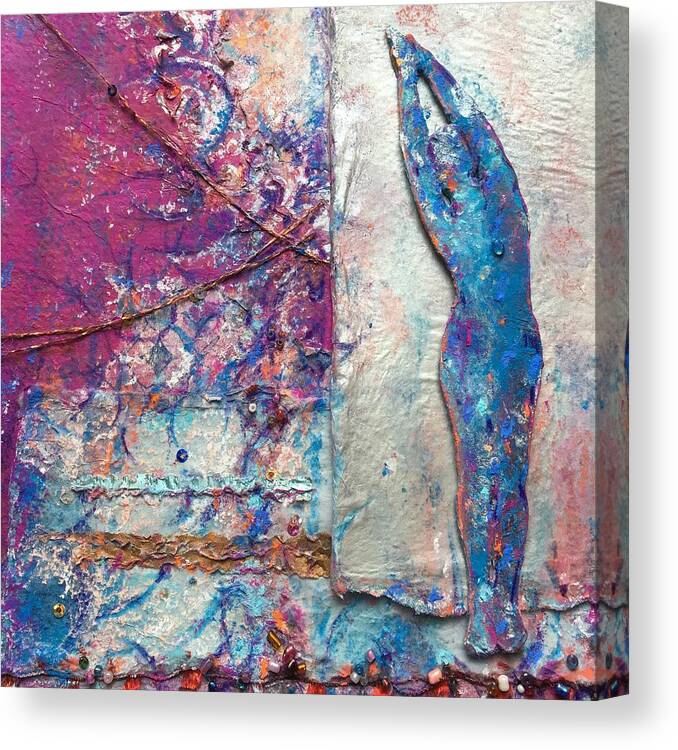 Mixed Media Canvas Print featuring the mixed media Crescent Moon by Wendy West