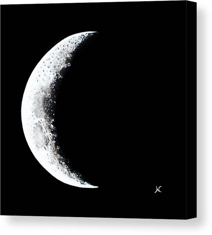 Cosmic Art Canvas Print featuring the painting Cresent moon 2 by Neslihan Ergul Colley