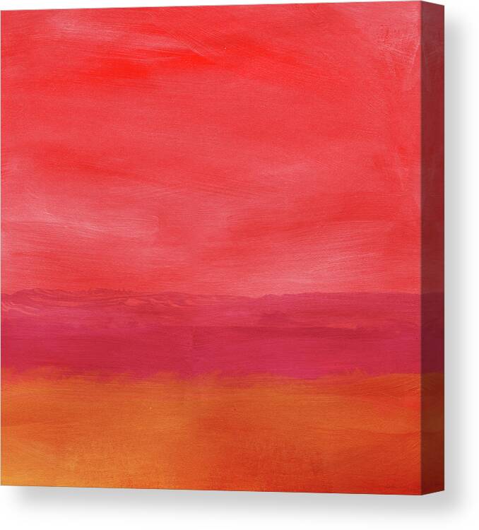 Abstract Canvas Print featuring the mixed media Crimson Landscape- Art by Linda Woods by Linda Woods