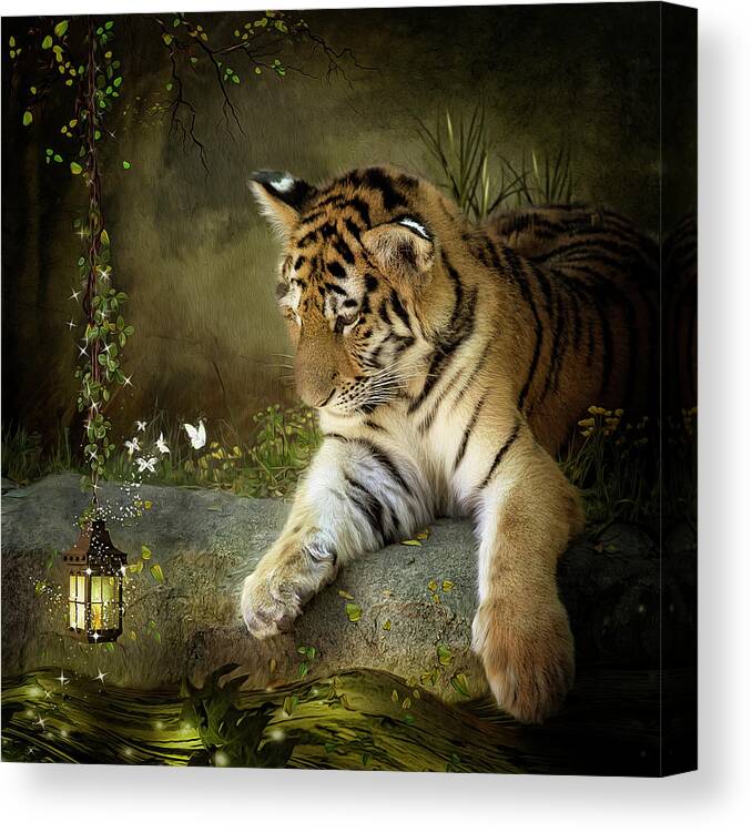 Tiger Canvas Print featuring the digital art Curiosity by Maggy Pease