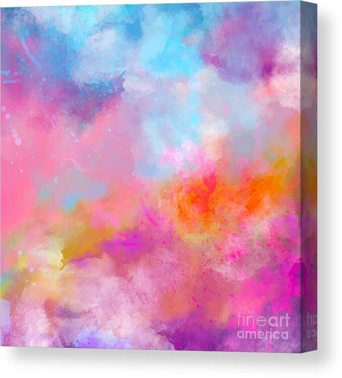 Watercolor Canvas Print featuring the digital art Daimaru - Artistic Abstract Blue Purple Bright Watercolor Painting Digital Art by Sambel Pedes