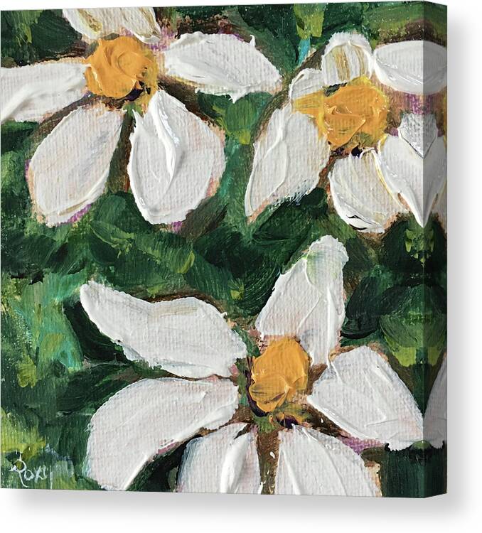 Gardenias Canvas Print featuring the painting Daisy Gardenias in Bloom by Roxy Rich