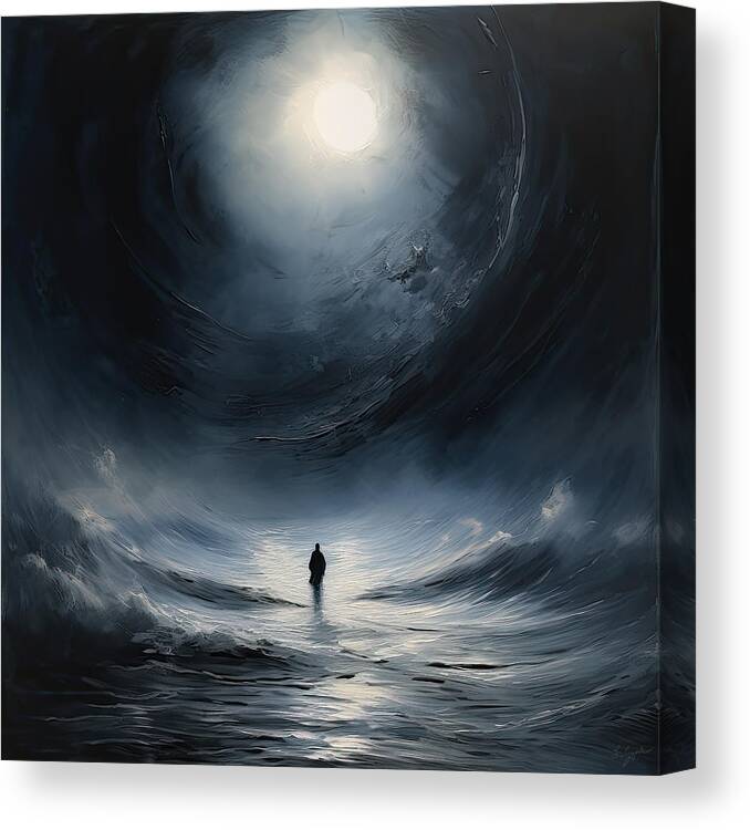 Dream Canvas Print featuring the painting Dancing with the Waves - Navigating the Subconscious Mind by Lourry Legarde