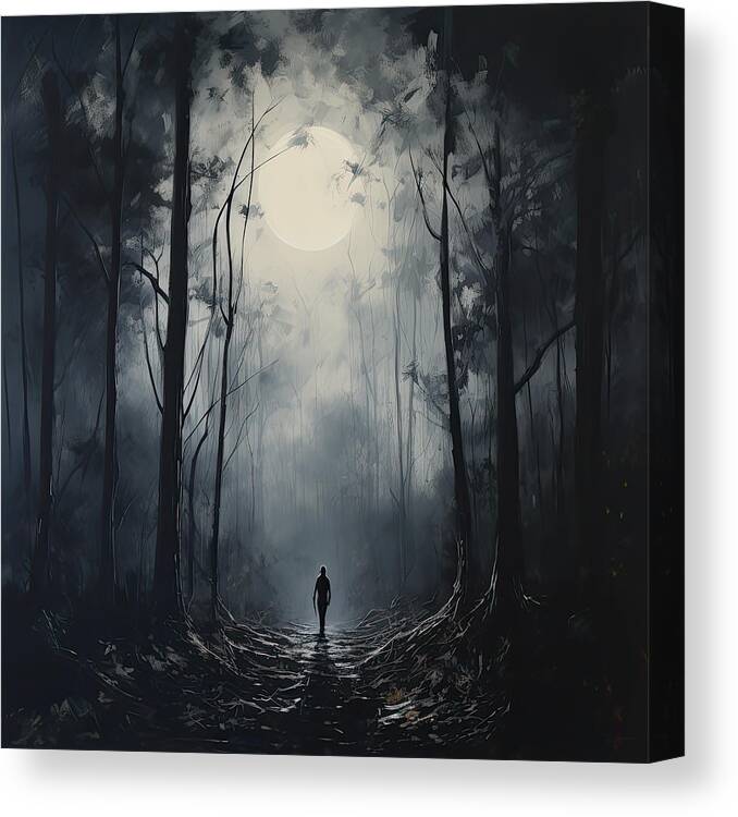 Everyone Is A Moon Canvas Print featuring the painting Dark Side of The Moon by Lourry Legarde