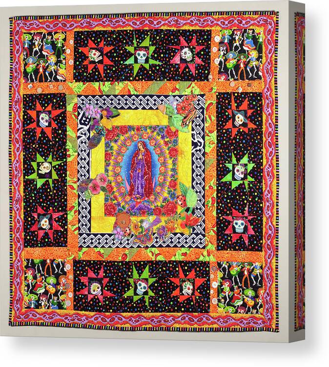 Day Of The Dead Canvas Print featuring the mixed media Day of the Dead Celebration by Vivian Aumond