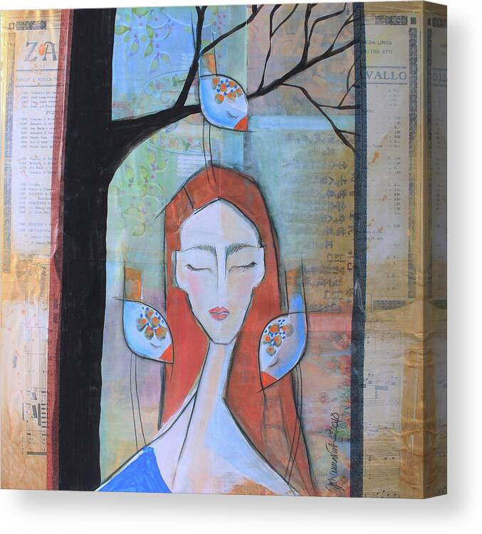 Girl Canvas Print featuring the mixed media Deep Thoughts by Johanna Virtanen