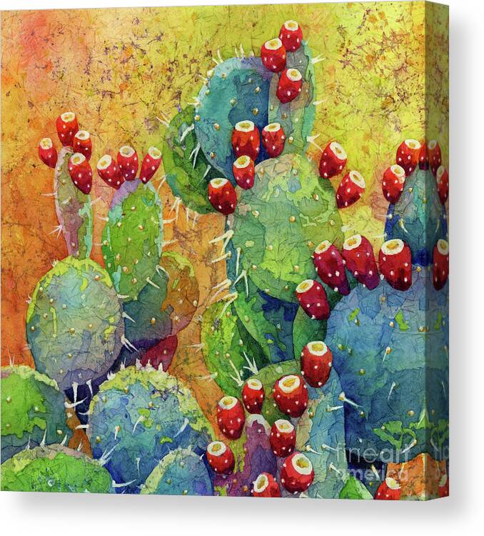 Cactus Canvas Print featuring the painting Desert Gems - Prickly Pear by Hailey E Herrera
