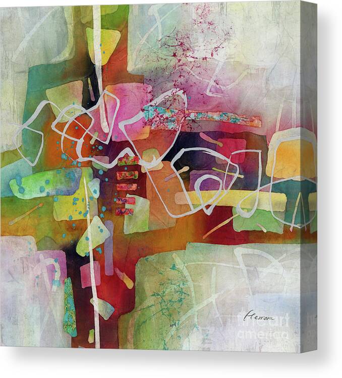 Abstract Canvas Print featuring the painting Desert Pueblo 2 - Red by Hailey E Herrera