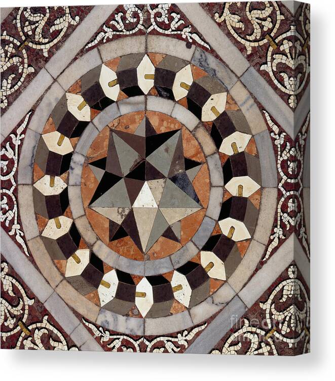 Pattern Canvas Print featuring the ceramic art Detail from the floor, St Marks Basilica, Venice, Italy by Italian School