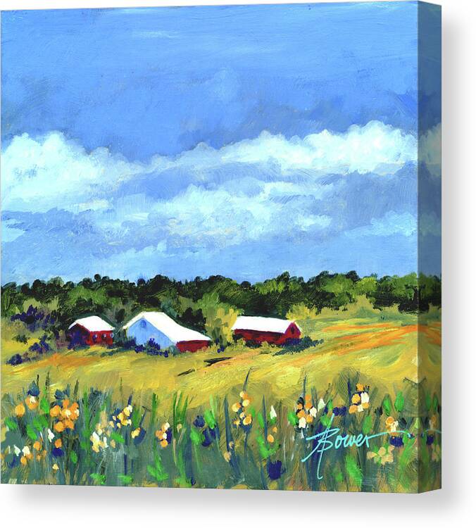 Landscape Canvas Print featuring the painting Distant Rain by Adele Bower