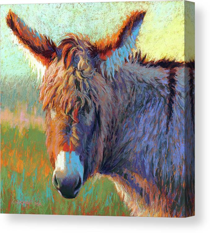 Donkey Canvas Print featuring the pastel Don Keifurry by Rita Kirkman