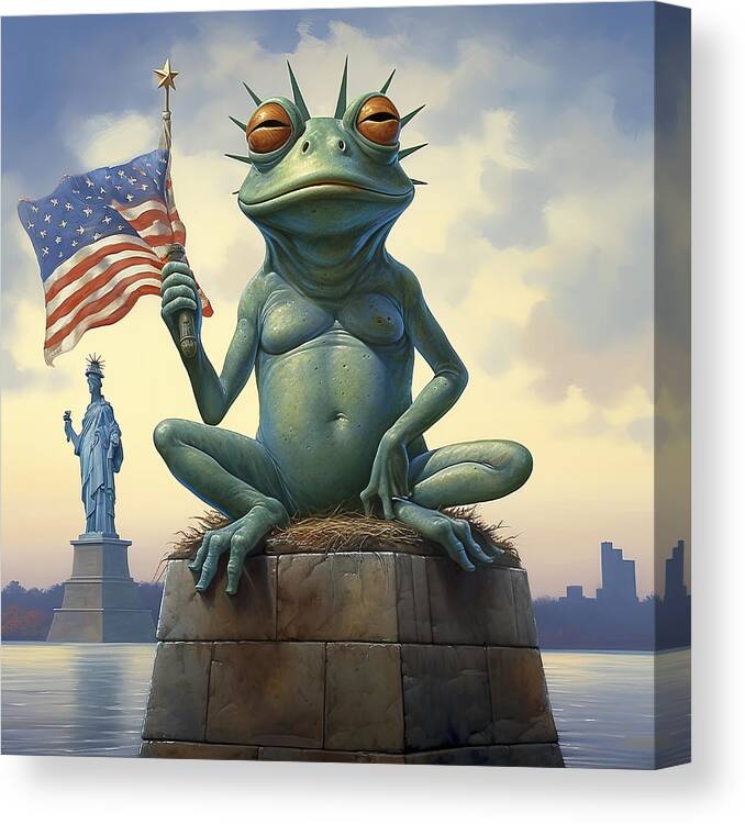 Frog Canvas Print featuring the painting Dont be a frog No.2 by My Head Cinema