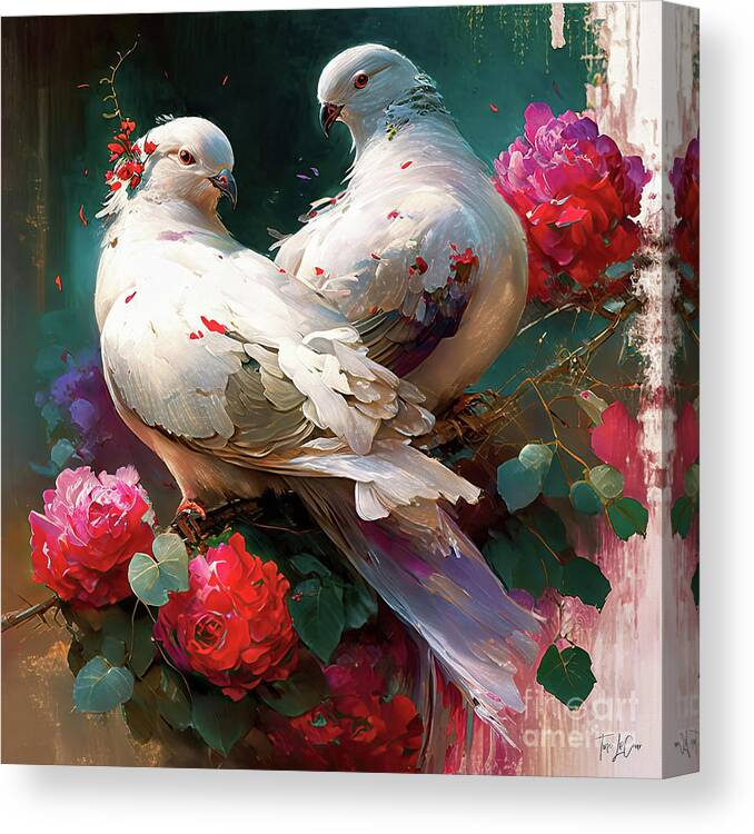Dove Canvas Print featuring the painting Doves In Love by Tina LeCour