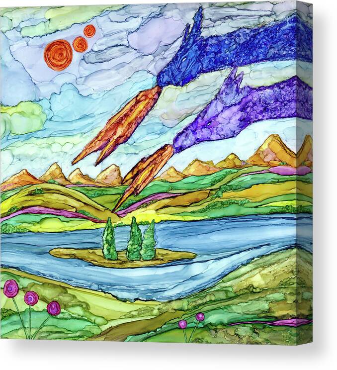 Dreamscape Canvas Print featuring the painting Dragons Appeared by Winona's Sunshyne