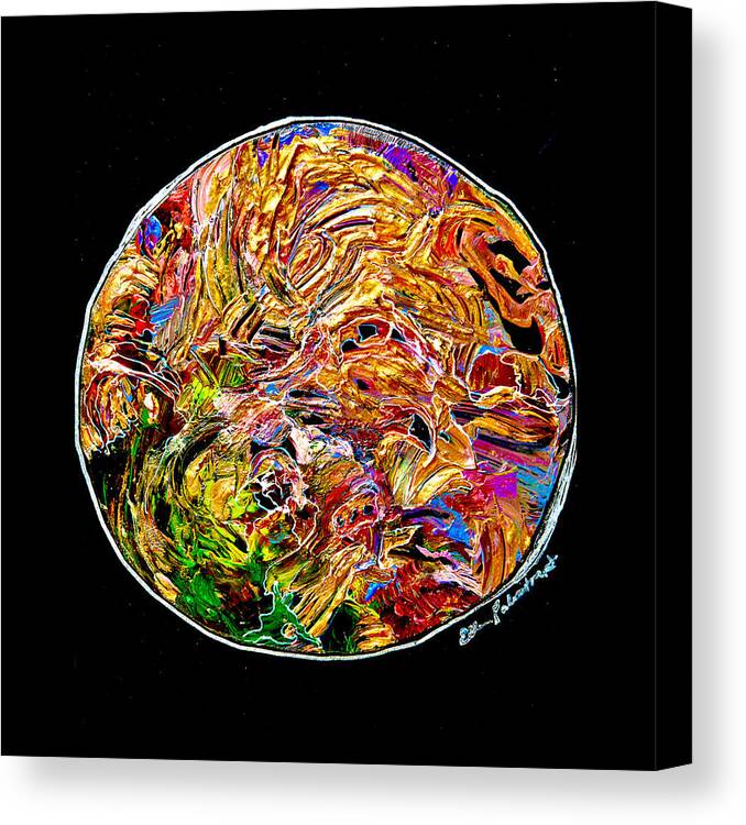 Wall Art Canvas Print featuring the painting Earth Medalia in Motion  by Ellen Palestrant