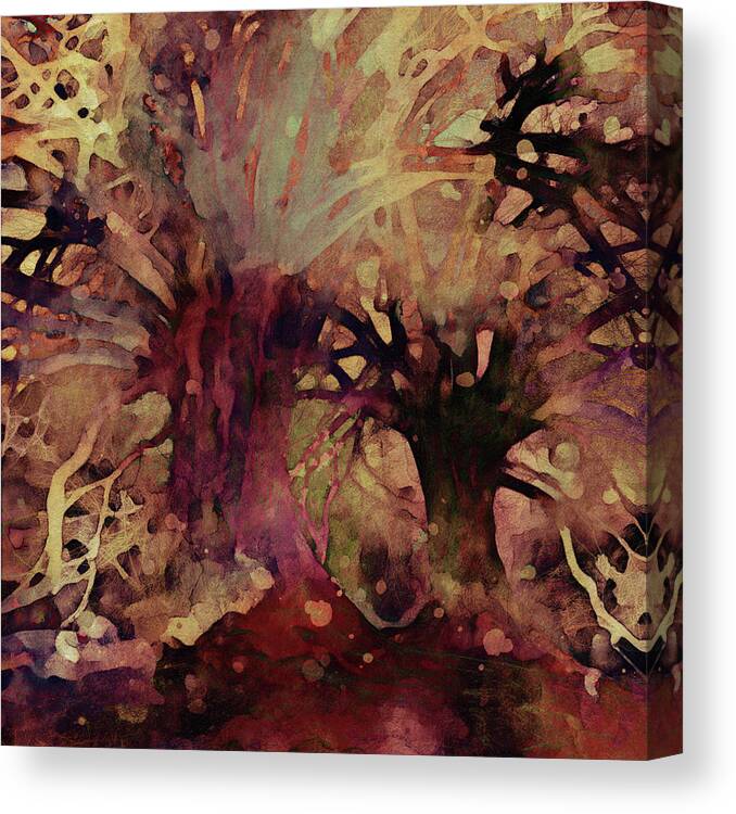 Abstract Trees Canvas Print featuring the mixed media Earthy Abstract Trees by Peggy Collins