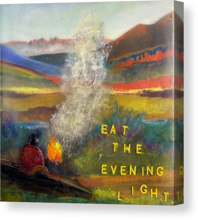 Yellowstone Canvas Print featuring the painting Eat the Evening Light by Tonja Opperman