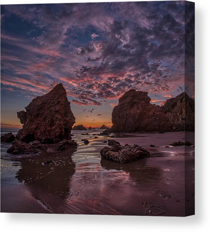 Landscape Canvas Print featuring the photograph El Matador Sunset by Romeo Victor