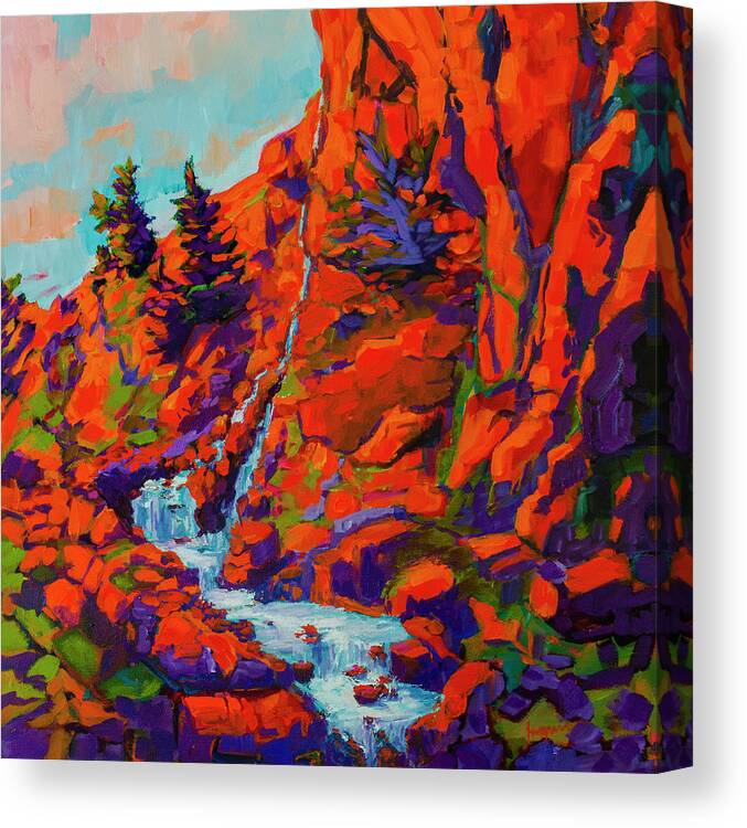 Eldorado Canyon State Park Canvas Print featuring the painting Eldorado Canyon State Park in Boulder Colorado by Patricia Awapara
