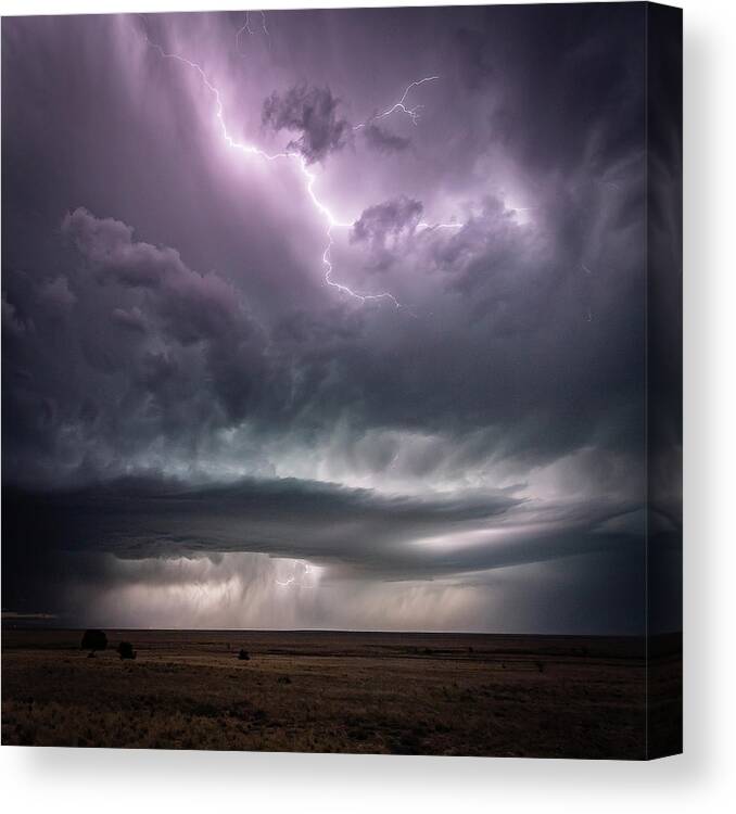 Lightning Canvas Print featuring the photograph Electric on the Plains by Laura Hedien